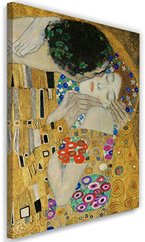 Feeby Leinwandbild Gustav Klimt Bild Kunstdruck Der Kuss Gold 40x60 cm