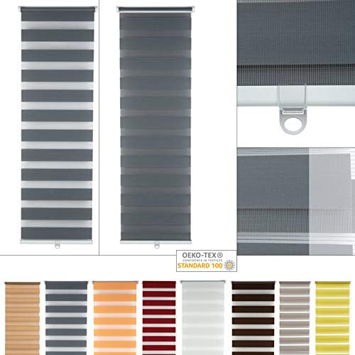 DbKW (Orange, 120 x 150 cm) Doppelrollo Duo-Rollo Klemmfix Blickdicht ohne Bohren Easyfix Fenster Klemmrollo…