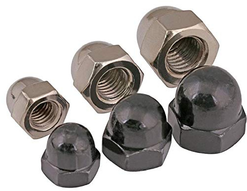 Vernickelte Überwurfmutter, schwarze Überwurfmutter, dekorative Mutter, Kugelumlaufspindel-Vernickeltes M12 (5 Stück)