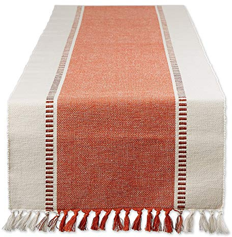 DII Woven Table Runner, Cotton, Burnt Orange, 13x72