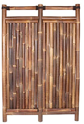 Bambuszaun Jakarta 180x120cm schwarz-braun starr aus dicken Wulung Bambusrohren mit 6 bis 7cm Durchmesser