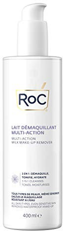 ROC - 3-in-1 Milk Makeup Remover - Effective Makeup Removal - 24-Hour Moisturising Remover - Removes Waterproof Makeup - Skin Toning Solution - Glycerin & Panthenol - All Skin Types - 400 ml