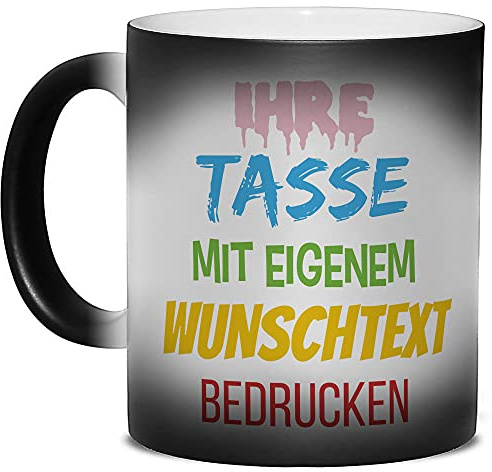 Tasse mit Text selbst gestalten - Magic-Mug, Geburtstagsgeschenk, Heiratsantrag, Weihnachten - Zaubertasse Keramik Matt, 300 ml I Personalisiert, Links & Rechts vom Henkel bedruckt