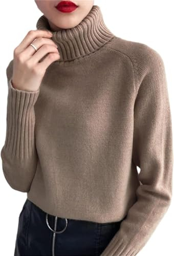 JJzex Maglione Lavorato a Maglia in Cashmere da Donna Maglione a Maniche Lunghe Autunno Inverno Maglione Femminile