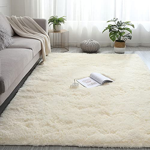 CHBIN Shaggy 50x140cm Carpet Wohnzimmer Lammfellimitat Teppich Weich Teppich rutschfeste Unterseite Weiche für Esszimmer oder und Die Küche Cafe Lounge Sofas Usw, Beige