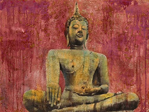 Feeling at home LEINWANDDRUCK im SCHATTENFUGENRAHMEN Goldener Buddha Moschetta Dario - Religion horizontal Kunstbilder im Holzrahmen cm_59_X_78