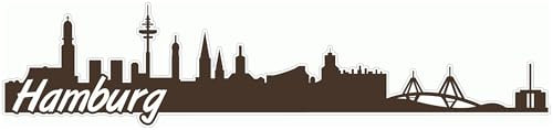 Skyline4u Hamburg Skyline Aufkleber Sticker Autoaufkleber City Gedruckt - 100x23cm braun