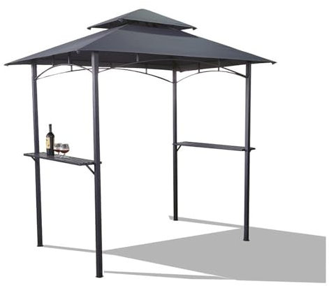 BURI Grillpavillon ca. 2,5x1,5m Pavillon Zelt für Grill anthrazit grau Gartenpavillon Garten Zubehör Balkon Überdachung Terrasse pulverbeschichtet stabil Grillzubehör Sonnenschutz BBQ Terrassendach