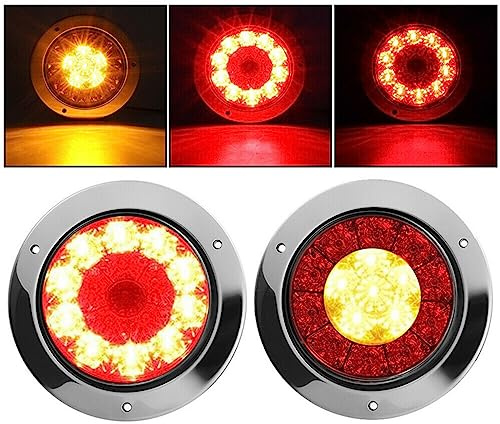 Krtopo 2x 16 LED Feux de Remorque Feux Arrière 12 / 24V Indicateur de Freinage Feu de Course Feux d’arrêt de Clignotants étanches pour Camionnette Caravane RV etc