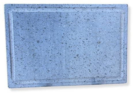 Pietra Lavica Siciliana con Scolo, Piastra Liscia Pietra Ollare, Rettangolare, 30x38x1.5hcm, Refrattaria, Made in Italy