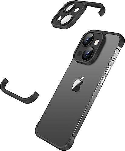 MIMGOAL Hülle für iPhone 13 Bumper Case mit Kameraschutz, Stoßdämpfende Schutzhülle im Schlanken Design Rahmenloses Dünn Slim Lightweight Cover für iPhone 13 Frameless Slim Case, Schwarz