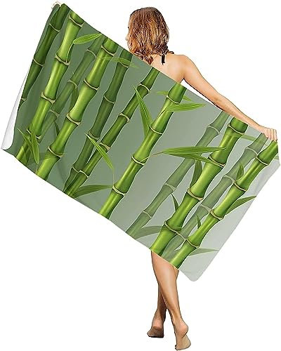 Microfibre Beach Towel Quick Dry Beach Towels Sand Free Lightweight Bath Towel For Swimming Pool Bath Camping Oversized Travel Towel Blanket For Women Men, Green Bamboo Forest Landscape 70 X 150-2L2F