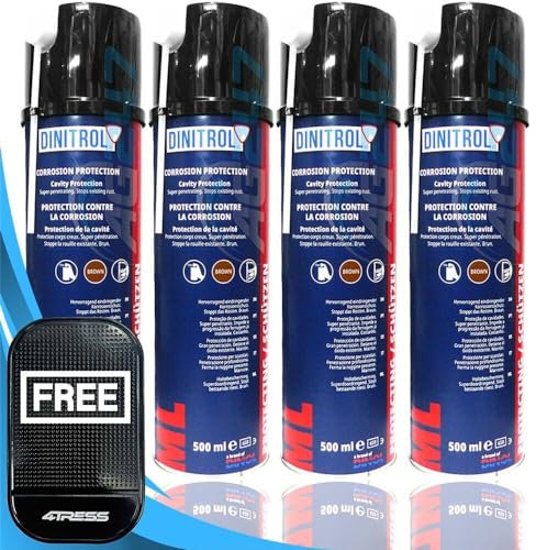4TRESS Dinitrol ML 4 x 500ml Super Penetrating Cavity Protection Wax Aerosol Spray Brown Oil Based Car Underbody Rust Corrosion Cavity Protection Non Slip Car Dash Mat (4T-110-7101)