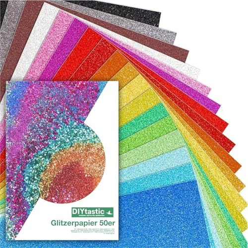 DIYtastic 50 Hojas de Papel Brillante A4, 250 g/m², Ideal para Manualidades y Diseño Creativo