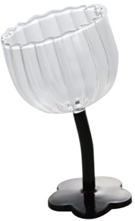 MINGZHE Blumen-Weingläser, Glas-Weingläser, Party-Glaskelch, Wiederverwendbar, Streifen, Blumenbecher, Glasbecher, Kelch für Party, Abendessen, Hochzeit, Festival, Küche, Bar(Schwarz)