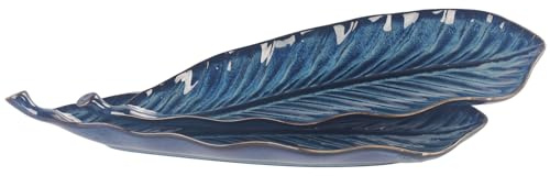 jinsongdafa Ceramic Platter Olives Plate Set of 2, Large Serving Trays Salad, Appetizer, Cheese, charcuterie, Biscuits and snacks, Plate for Entertaining, Dishwasher Microwave Safe, Royal blue 17 Inch