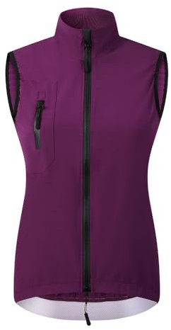 SMTSEC Fahrradweste Damen Reflektierend Winddicht Windstopper Laufweste Wasserdicht Atmungsaktiv MTB Warnweste Fahrrad Ärmellose Weste Jacke Radweste Leicht Softshellweste Sportweste,Purple-S