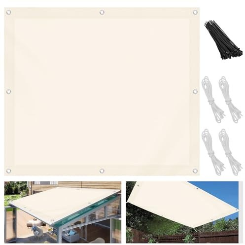 Sonnensegel Sonnenschutz 3x4m Balkon Sonnensegel Rechteckig Wasserdicht | Garten Schattierungsnetz 95% UV Schutz Wetterfest Segeltuch für Balkon Terrasse Garten, Cremeweiß