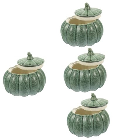 Ciieeo Set Di 4 Ciotole Di Zucca in Ceramica Ciotole Decorative Per Zuppa Coperchio E Accessorio