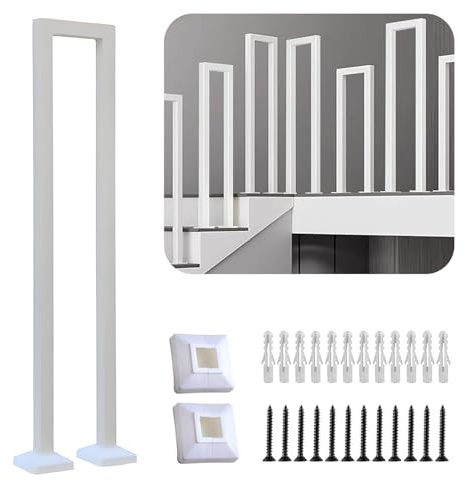 Treppengeländer Innen, Geländer treppe, Handlauf treppe, U Förmiger Geländer, Treppengeländer Außen, Handlauf Schwarz, TreppengeläNder, für Balkone Flure Wohnungen Villen (U-Weiß, 90CM)