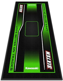 Tapis Moto Vert Marker 95x200 - Tapis Environnemental Moto - pour Les Paddocks et Le Garage - Lavable et Ecologique - Idéal Cadeau Moto