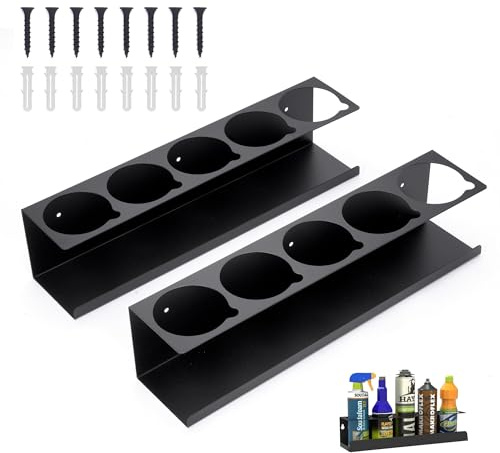 awagas 2PCS Sprühflaschenregal Wandregal | Aerosol Sprühdosenhalter Aufbewahrungsregal 5 Schlitzen Spray Bottle Storage Rack für Garage Geschäft Zuhause