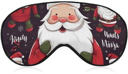 Schlafmaske für Männer und Frauen, Weihnachtsmann-Augenmaske zum Schlafen, bequeme Augenbinde, Augenabdeckung mit verstellbarem Riemen für Reisen, Yoga, Nickerchen, Schichtarbeit