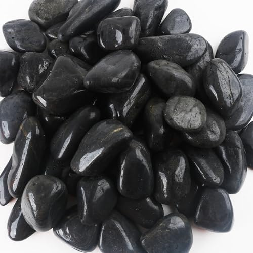 Rocce di fiume nere per piante, 3,6 kg, 2,5 - 5,1 cm, ciottoli lucidati per giardino, fioriere, acquari, riempitivi per vasi - Decorazione per interni ed esterni