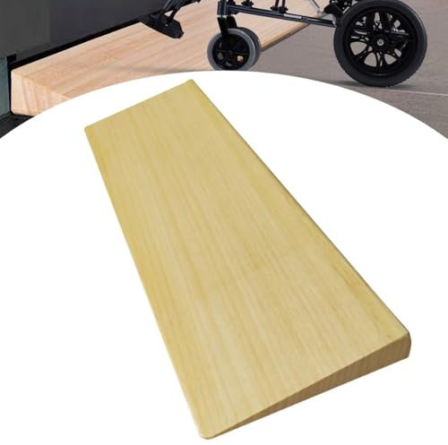 Schwellenrampe aus Massivholz, leicht, tragbar, Bordsteinrampe für Rollstuhl, rutschfeste Übergangsleiste für Türen und Badezimmerstufen im Innenbereich, 60 x 13 x 2,5 cm