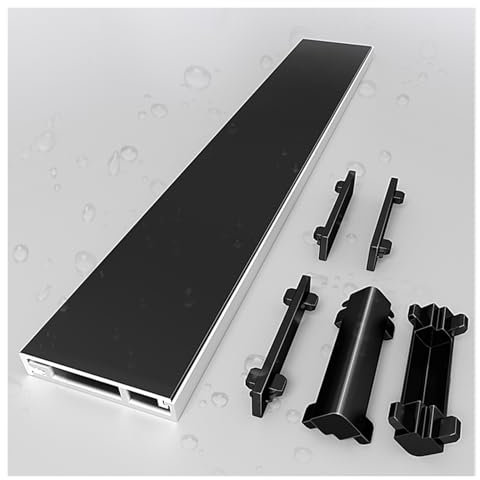 Plinthe Plinthes noires - Kit complet d'installation perforé, Plinthe murale en aluminium protège-coins pour Villas Balcon Hôpital Ecole, 170 160 140 120 100 80 60 cm de long(W 1-1/5 in (3 cm),L 80 cm