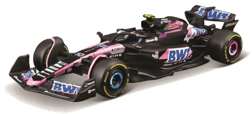 Bburago Formel 1 Alpine A524 (2024): Modellauto im Maßstab 1:43, von Fahrer #10 Pierre Gasly, Window Box, 12,5 cm, schwarz pink (18-38219G)