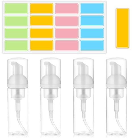 4 Pièces Flacon Pompe Vide, 50ml Bouteille Moussante, Flacon Voyage Mousse, Flacon Pompe Vide Voyage, Distributeur Savon Mousse Flacon, pour Le shampooing Conditioner Lotion Articles de Toilette