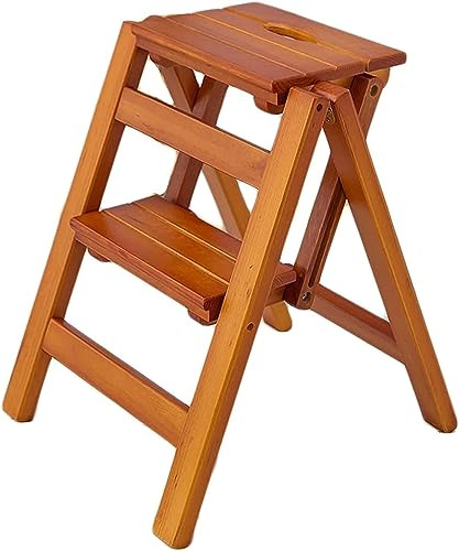 Scaletta con piattaforma per arrampicata interna, sgabello a scaletta in legno portatile a 2 gradini, sgabello pieghevole perfetto per casa, ufficio, magazzino, sedia a scala, sgabello mobile