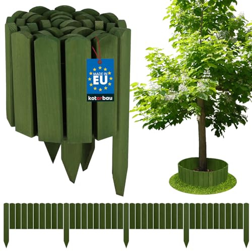 KOTARBAU® Staccionata in Legno per Giardino - 200 x 20 cm - Recinzione Giardino Esterno in Legno - Verde - Steccato