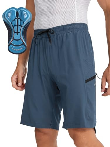 BERGRISAR Men's MTB Mountain Bike Shorts Padded Cycling Bike Shorts with Zipper Pockets