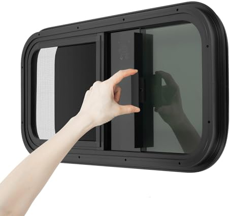 Wohnwagen Schiebefenster mit Befestigungsring, 700x400mm Wohnwagenfenster Caravan Seitenfenster Getönt Schiebefenster Insektenschutz RV Camper-Fenster für Anhänger Pickups Oder Modifizierte Fahrzeuge