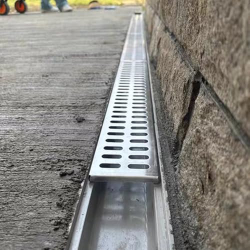 Robuster Betongrabenablauf mit abnehmbarem Metallgitter, langlebige Regenrinne für effektive Auffahrt, Parkplatz und Terrassen-Entwässerungslösung
