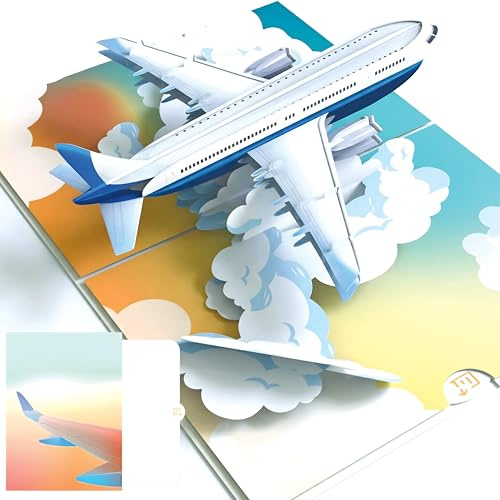PACKLIST® Tarjeta Pop-Up 3D Avión – Vale de Viaje para Vacaciones y Aventura. Idea de Regalo Original, una Tarjeta de Despedida Única, el Punto de Partida Hacia Nuevas y Emocionantes Travesías!