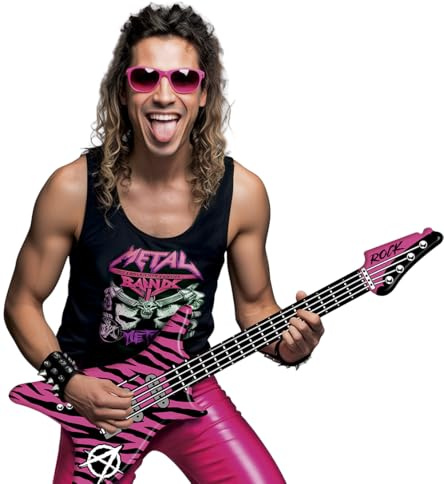 FIESTAS GUIRCA | Chitarra Elettrica Gonfiabile (95 cm) - Accessorio Divertente per Feste in Maschera, Carnevale e Halloween - Ideale per Rocker e Stelle del Rock - Per Tutti - Multicolore