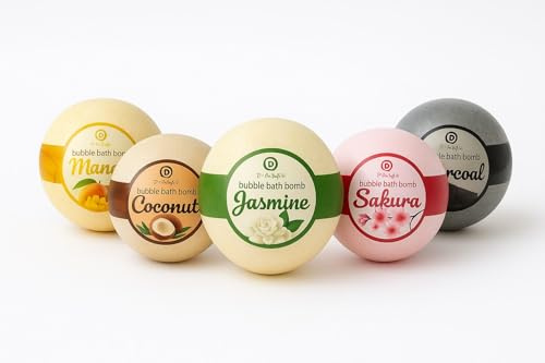 Badebomben Set 5-teilig – Handgemacht in Thailand | Wellness Badekugeln mit verschiedenen Düften | Vegan, pflegend & ideal als Geschenk