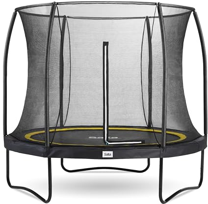 Salta Comfort Edition - Trampolin mit Sicherheitsnetz - ø213cm - Schwarz | TÜV geprüft, Rundes Trampolin, Gartentrampolin - Set mit Sprungmatte, Sicherheitsnetz, Federn, Randabdeckung