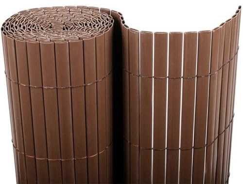BONERVA | Cañizo PVC | Doble Cara | Valla de decoración Exterior para jardín y terraza (Chocolate, 1 x 3 Metros)