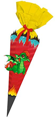 URSUS 9890002 Kit de Bricolage Baby Dragon Easy Line 6 Cornets Rectangulaires en Carton Ondulé 3D, Ruban de Satin et Pièces Découpées, toutes les Pièces Prédécoupées, Hauteur 41 cm, Diamètre 15 cm