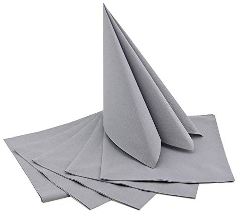 50 Stück Servietten GRAU 40 x 40 cm stoffähnlich zum Falten Hochzeit Hellgrau Geburtstag Dinner