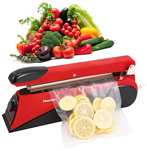 Hanchen Impulse Machine de scellage à chaud 200 mm / 8 pouces Scelleuse à pression manuelle Sacs de film alimentaires Emballage pour PP PE PVC et tous les plastiques (200 mm * 8 mm)