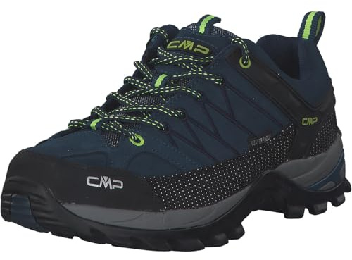 CMP Rigel Low Trekking Skor Wp herr promenadsko ,Blått bläck gul fluo ,42 EU