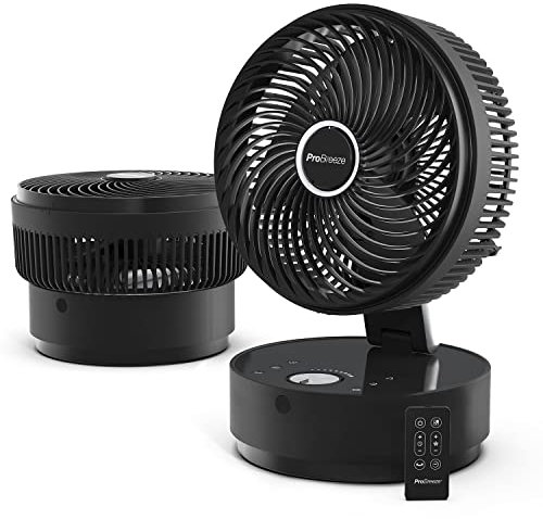 Pro Breeze 8 Foldable Desk Fan - Air Circulator Fan with Low Energy DC Motor - Quiet Cooling Fan with 24 Speeds, 4 Operating Modes, 12 Hour Timer for Home, Bedroom and Office - Black