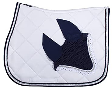 WAGNER VS/Spring Schabracke mit Fliegenhaube und Strass-Steinen Weiss-BLAU