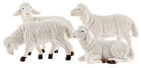 Holyart Weihnachtskrippen: Schafe für 12-cm-Krippe, Kunststoff, 4-teilig