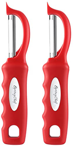 Spring Chef Swivel Vegetable Peeler with Ergonomic Handle, Set of 2, Red